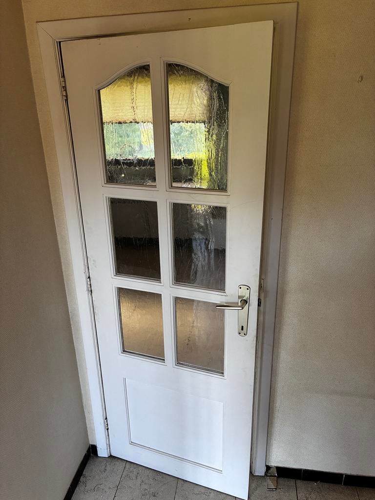 9 houten binnendeuren +- 2,04m, Ophalen, Gebruikt, Binnendeur, Glas