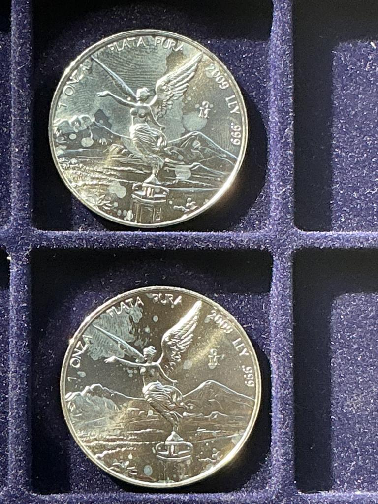 2x 1 oz Mexicaanse Libertad 2009 .999 zilver onza plata pura, Ophalen of Verzenden, Zilver