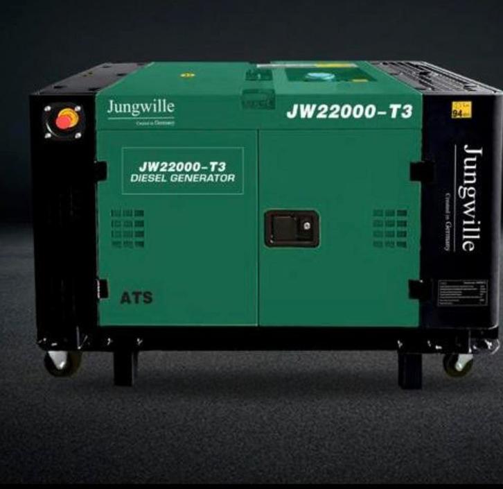 Generator Jungwille jw22000-T3, Doe-het-zelf en Bouw, Aggregaten, Nieuw, Dieselolie, 10 tot 30 kVA, Elektrisch startend, Geluidgedempt