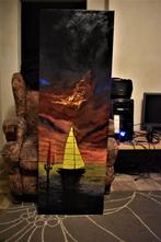 Landschapsschilderij met gele zeilboot, door joky kamo, Antiek en Kunst, Ophalen