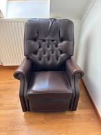 Luxe Donkerbruine Lederen Relaxfauteuil (85cm breed), Ophalen, Gebruikt, Leer, 75 tot 100 cm