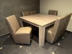 table de salle à manger avec 6 chaises à roulettes, Maison & Meubles, Salles à manger complètes, Enlèvement, Utilisé, 4 à 6 chaises