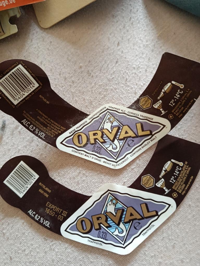 Orval Anciennes Étiquettes export neuves, Collections, Enlèvement ou Envoi