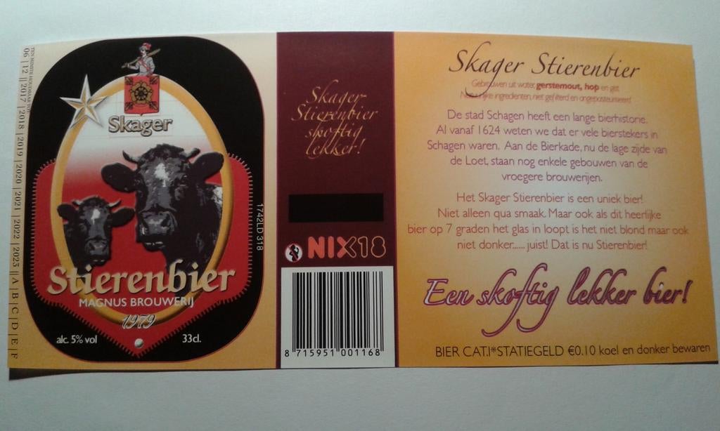 Étiquette de bière « Stierenbier » (Scheldebrouwerij Belgiqu, Collections, Marques de bière, Enlèvement ou Envoi, Neuf