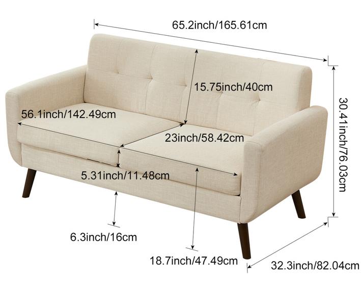 Gloednieuwe beige sofa “SANDVIG” 165 cm, Maison & Meubles, 150 à 200 cm, Scandinavisch, Enlèvement, Deux personnes