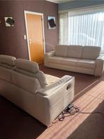 Zetels 2-zit + 3-zit - wit - leer, Huis en Inrichting, Zetels | Zetels, Ophalen, Zo goed als nieuw, Leer