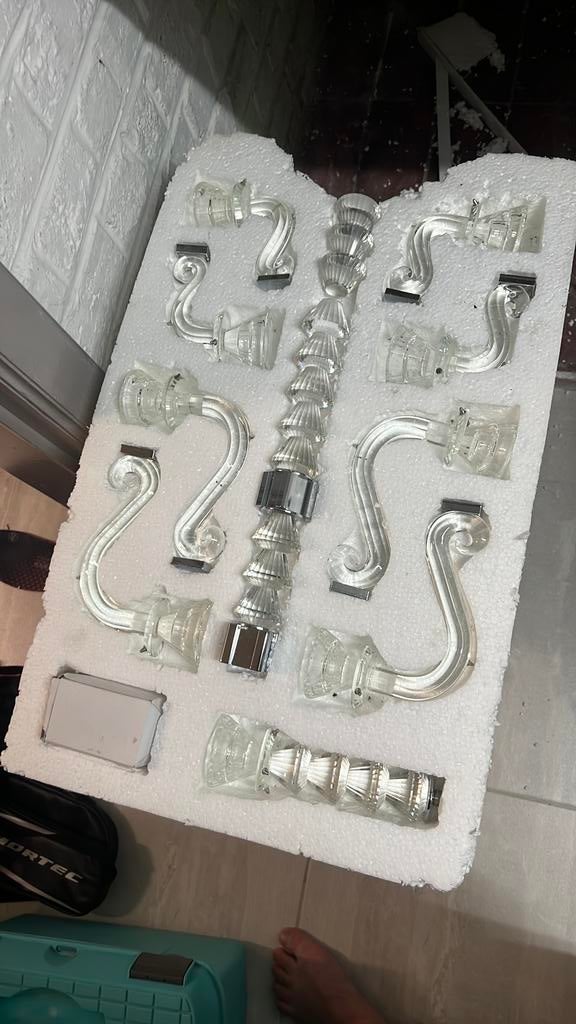 Bougeoir sur pied en christal neuf, Neuf, Autres matériaux, Chandelier, Vert