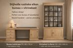 Vitrinekast en bureau Merk Charrell rustieke eiken kleur., Enlèvement, Neuf