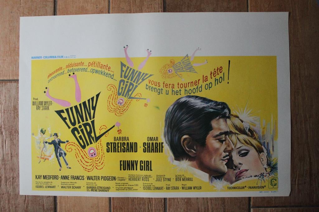 filmaffiche Funny Girl 1968 Barbra Streisand filmposter, Rechthoekig Liggend, Ophalen of Verzenden, Zo goed als nieuw, A1 t/m A3