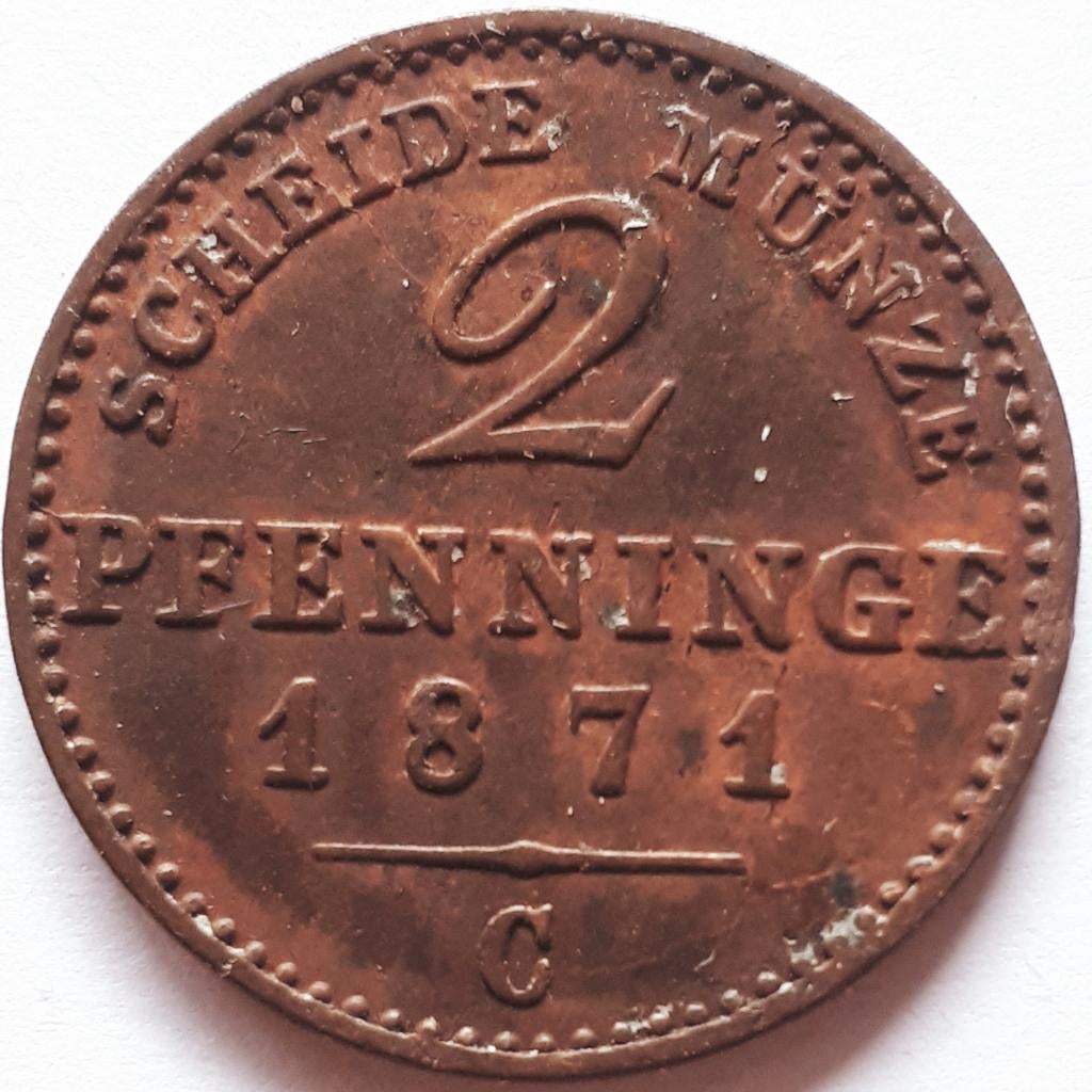 ALLEMAGNE/PRUSSE : 2 PFENNIG 1871C KM 481, Enlèvement ou Envoi, Allemagne, Monnaie en vrac