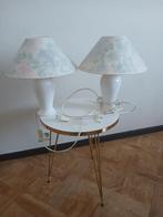 Duo van vintage tafellampen - witte keramische voet, Ophalen of Verzenden