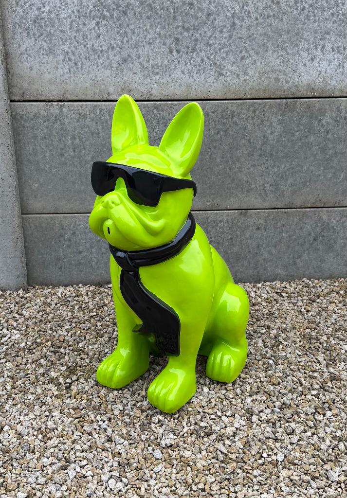 Beeld Franse Bulldog H80Cm WEG = WEG / nog enkele kleuren, Tuin en Terras, Ophalen, Zo goed als nieuw, Overige materialen, Dierenbeeld