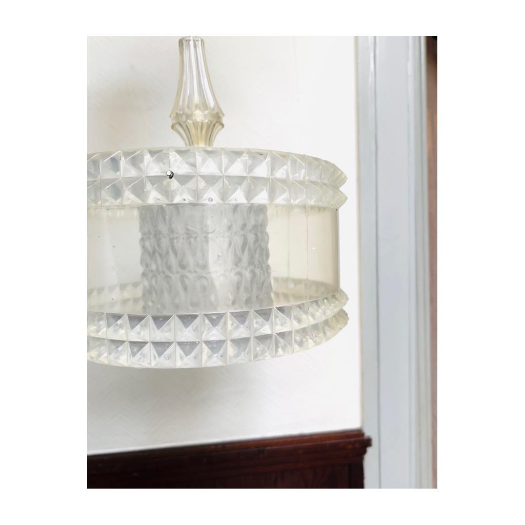 Lampe suspendue vintage des années 70, Verre, Moins de 50 cm, Enlèvement, Utilisé