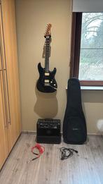 Guitare noire + amplificateur (cable) + housse + câble jack, Musique & Instruments, Amplis | Basse & Guitare, Enlèvement, Comme neuf