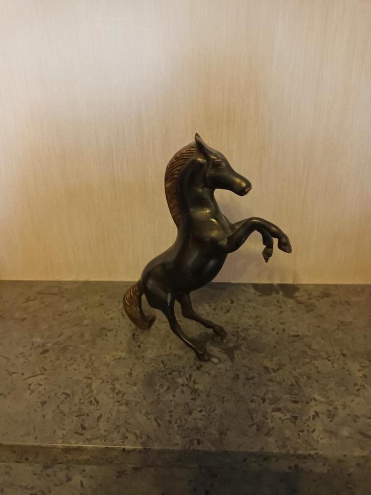 Prachtig Massief Bronzen/Messing Beeld – Steigerend Paard, Collections, Collections Animaux, Cheval, Enlèvement