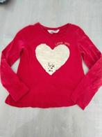 rode longsleeve glitterhart maat 122 - 128, Kinderen en Baby's, Kinderkleding | Maat 122, Meisje, H&M, Ophalen of Verzenden, Zo goed als nieuw
