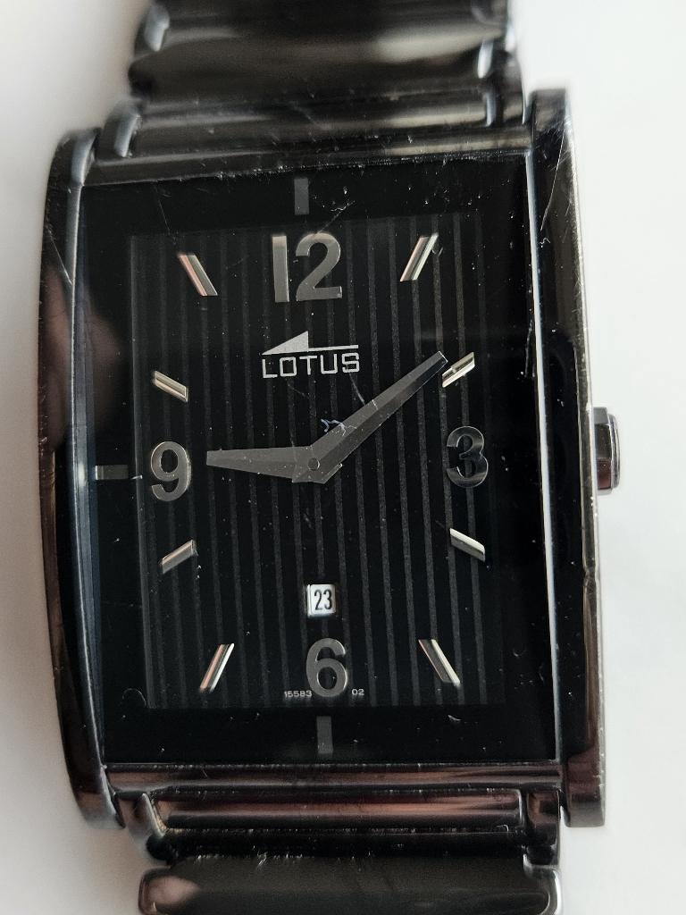 PRACTIG ZWART LOTUS POLSHORLOGE, Staal, Staal, Polshorloge, Zo goed als nieuw