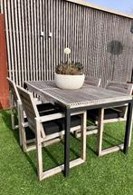 Tuinset teak tafel en 6 stoelen Bristol, Chaise, Salons de jardin, Comme neuf, 6 places