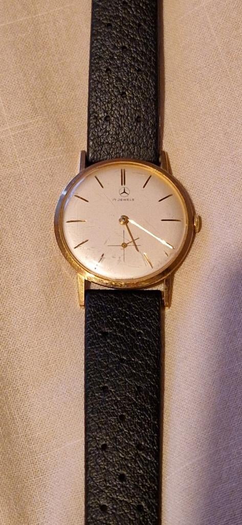 Vintage horloge swiss made - mercedes., Enlèvement ou Envoi