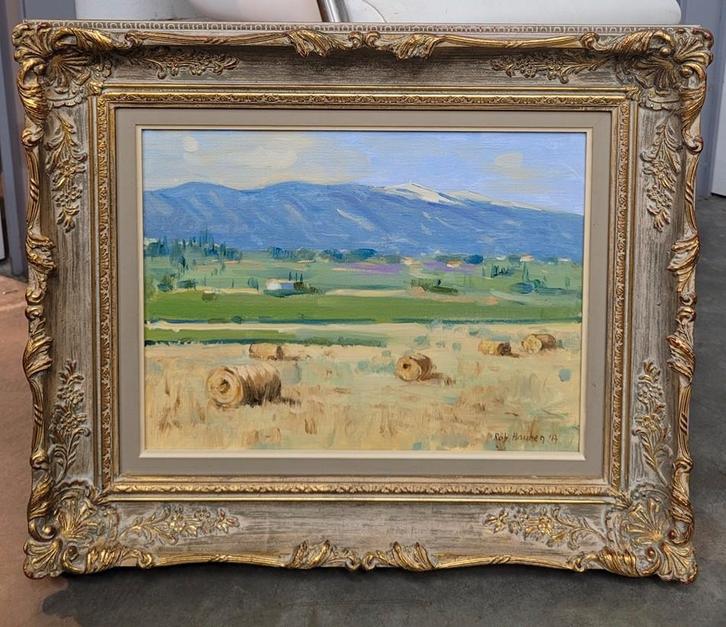 Robert HAUBEN, oogst aan de Mont Ventoux, Antiek en Kunst, Kunst | Schilderijen | Klassiek, Ophalen of Verzenden