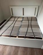 Modern wit houten bedframe met lattenbodem, Huis en Inrichting, Ophalen, Wit, Tweepersoons, Zo goed als nieuw