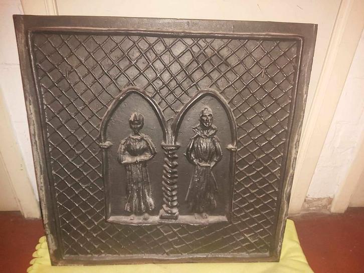 Unieke antieke Franse gietijzeren haardplaat – 69  69 cm
Pr, Huis en Inrichting, Haarden, Ophalen of Verzenden