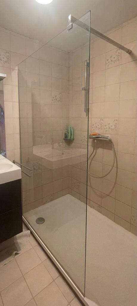 Douche paneel glas en douche plaat, Bricolage & Construction, Sanitaire, Comme neuf, Douche, Verre, Enlèvement