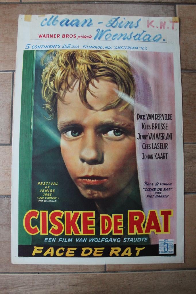 filmaffiche Ciske de rat 1955 filmposter, Rechthoekig Staand, Ophalen of Verzenden, Zo goed als nieuw, A1 t/m A3