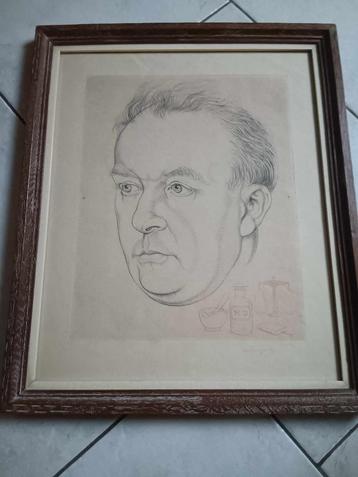 gesigneerde ets door Emile Hougardy  beschikbaar voor biedingen