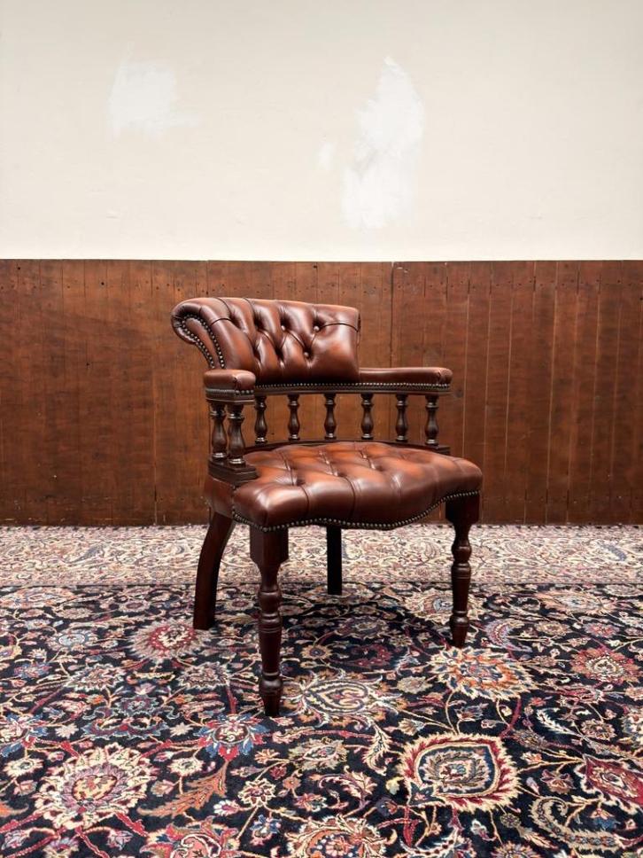 NIEUW! Klassiek Engels Chesterfield Bureaustoel Stoel, Antiek en Kunst, Antiek | Kantoor en Zakelijk, Ophalen of Verzenden