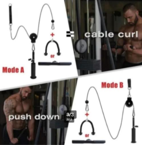 Kabelsysteem met Triceps Touw - Katrol voor Krachttraining, Sport en Fitness, Fitnessmaterialen, Nieuw, Battle rope, Benen, Borst