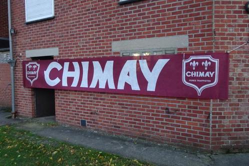 Chimay rode banner in grote vezelstijl, Verzamelen, Merken en Reclamevoorwerpen, Gebruikt, Reclamebord, Ophalen