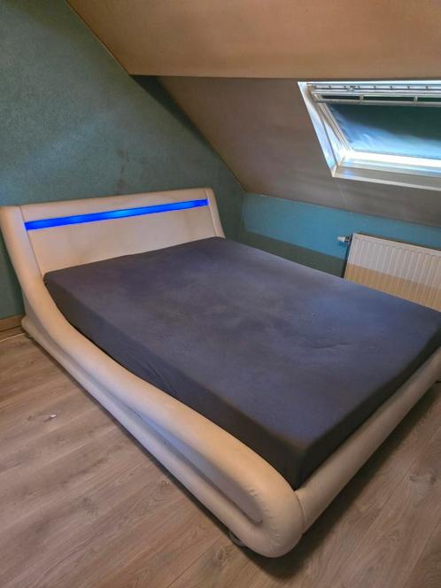 160x200 Led simli leder bed, Huis en Inrichting, Slaapkamer | Bedden, Wit, Ophalen of Verzenden