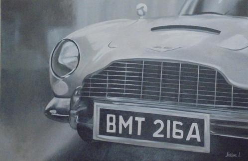 olieschilderij laten maken van je classic car bike, Auto's, Oldtimers, Particulier, Aston Martin, Zwart, Zwart, Ophalen