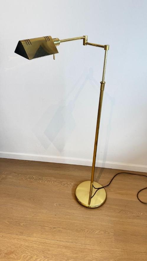 Verstelbare messing vloerlamp, Huis en Inrichting, Lampen | Vloerlampen, Gebruikt, 100 tot 150 cm, Metaal, Ophalen