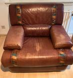 Vintage lederen zetel, 2 stuks, Ophalen, Gebruikt, Eenpersoons, Vintage