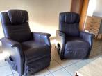 2 lederen zetels, Huis en Inrichting, Fauteuils, Ophalen, Gebruikt
