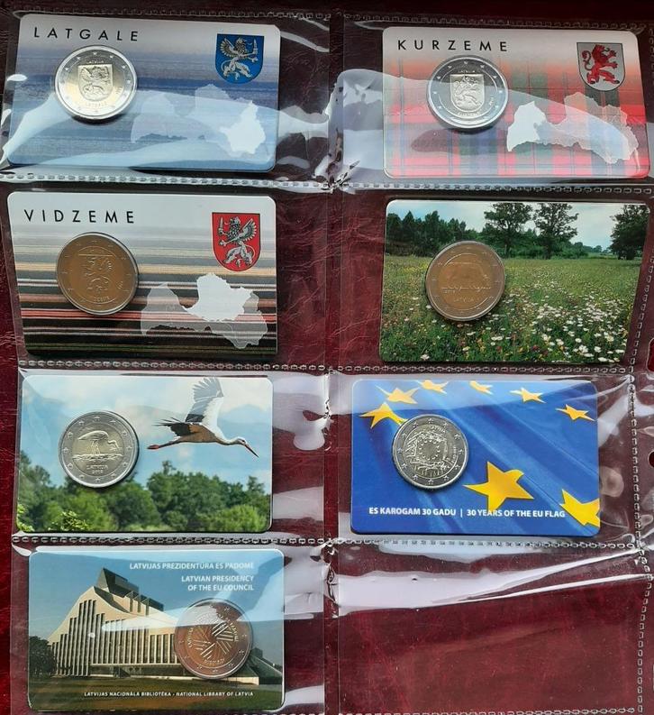 Set van 6 coincards Letland (2015-2017), Postzegels en Munten, Munten | Europa | Euromunten, Setje, 2 euro, Overige landen, Ophalen of Verzenden