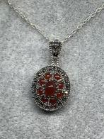 Zilveren hanger en oorbellen set met echte carneool, Verzenden, Nieuw, Met edelsteen, Knopjes of Stekers