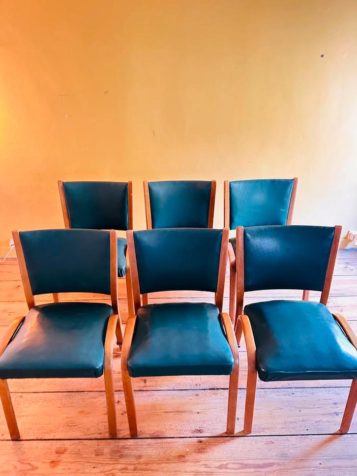 Zeldzame set van 6 Franse Bow-Wood stoelen, Villeneuve St. G, Huis en Inrichting, Stoelen, Gebruikt, Vijf, Zes of meer stoelen