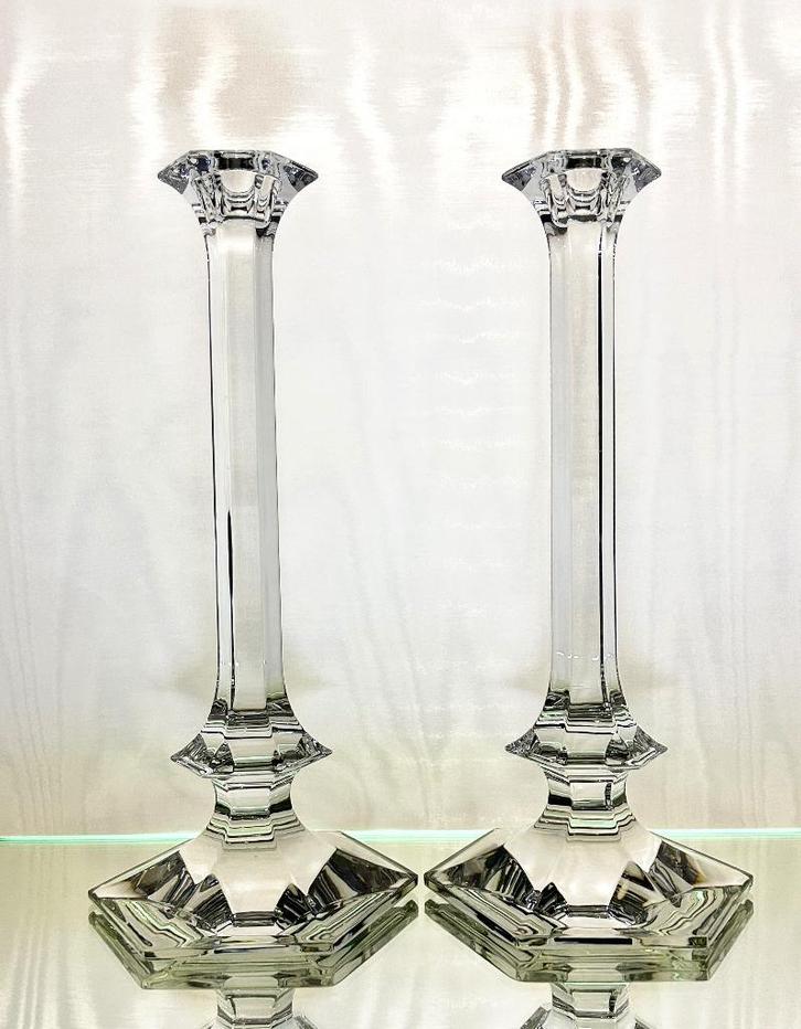 Val Saint Lambert paar kristallen kandelaars Elysee, Antiek en Kunst, Antiek | Glaswerk en Kristal, Ophalen of Verzenden