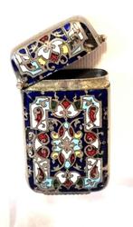 Tondeldoosje/Luciferdoosje bewerkt met emaille., Antiek en Kunst, Curiosa en Brocante, Ophalen of Verzenden