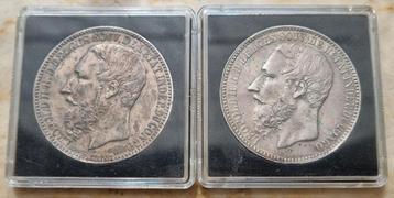 2x 5 Francs 1887 + 1894 Belgisch Congo / Zeer zeldzaam !!! beschikbaar voor biedingen