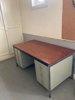 Metaal houten vintage vintage bureau, 70‘ties, Gebruikt, Ophalen, Bureau