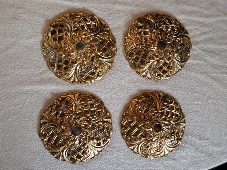 4 oude kroonluchterarmaturen, opengewerkte rozet, Antiek en Kunst, Antiek | Verlichting, Ophalen of Verzenden