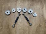 Dumbbells met halterschijven, Sport en Fitness, Fitnessmaterialen, Ophalen, Zo goed als nieuw, Benen, Halterschijven