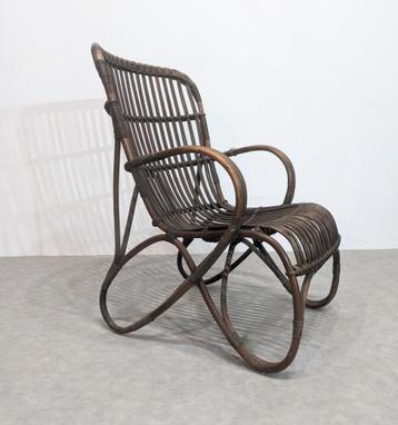 Vintage fauteuil van gepolijst rotan