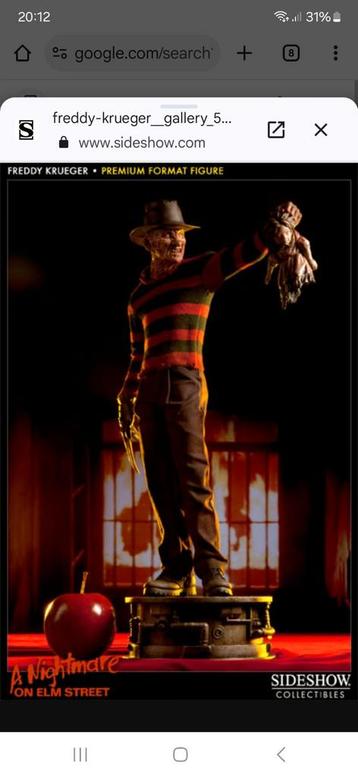 Objets de collection Sideshow Freddy Krueger à l'échelle 1/4, Enlèvement ou Envoi, Comme neuf, Film, Statue, Réplique ou Modèle