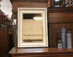 miroir brocante antique blanc patiné + bordure dorée 59x44, Maison & Meubles, Rectangulaire, Moins de 50 cm, Utilisé, Enlèvement ou Envoi