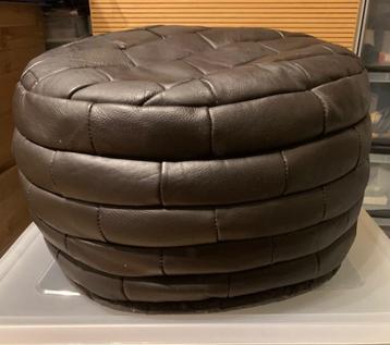Pouf vintage en patchwork de cuir pour De Sede, 1970, Tissus, Rond, Comme neuf, Enlèvement